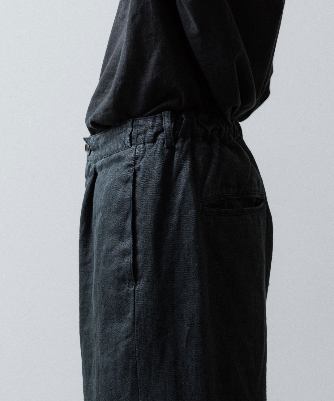 ssstein(シュタイン)のHEAVY LINEN HERRINGBONE WIDE EASY TROUSERS - BLACKの公式通販サイトsession福岡セレクトショップ