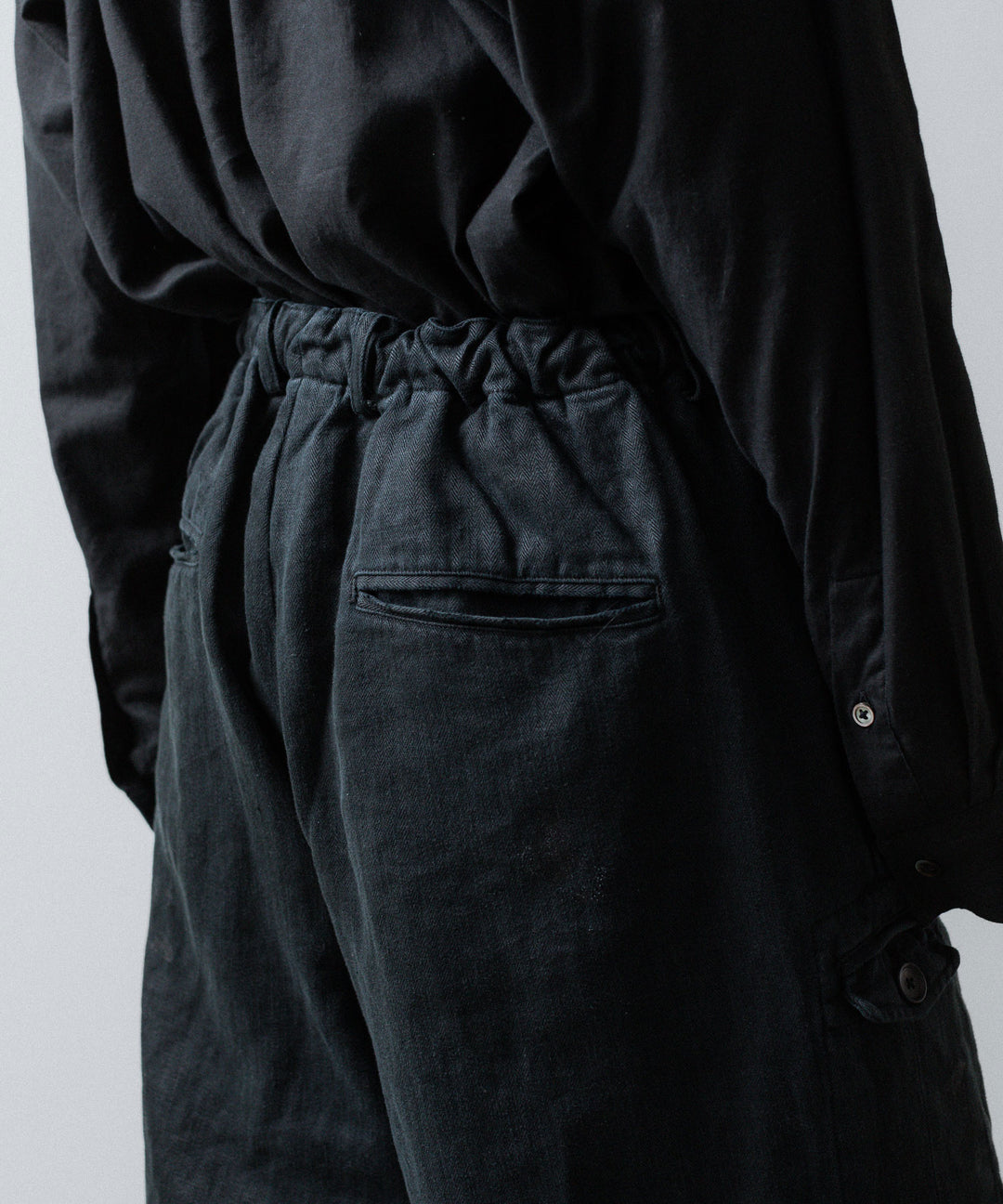 ssstein(シュタイン)のHEAVY LINEN HERRINGBONE WIDE EASY TROUSERS - BLACKの公式通販サイトsession福岡セレクトショップ
