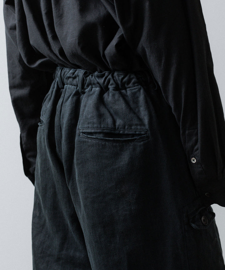 ssstein(シュタイン)のHEAVY LINEN HERRINGBONE WIDE EASY TROUSERS - BLACKの公式通販サイトsession福岡セレクトショップ