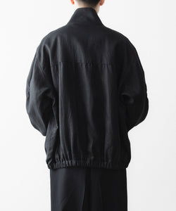 ssstein / シュタイン】LIGHT LINEN SHIRRED LIGHT ZIP JACKET - BLACK