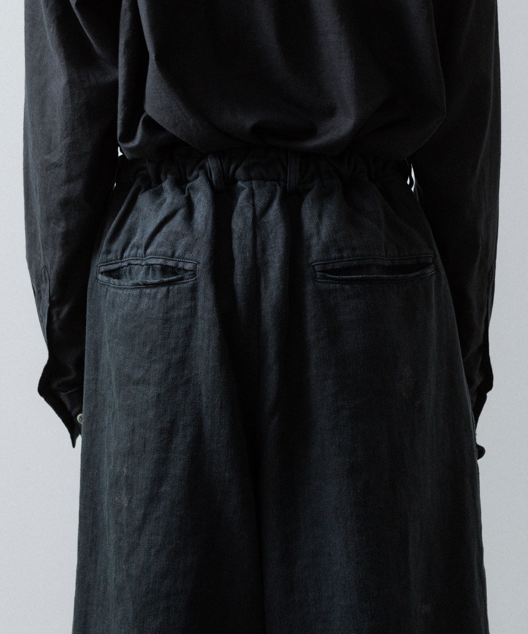 ssstein(シュタイン)のHEAVY LINEN HERRINGBONE WIDE EASY TROUSERS - BLACKの公式通販サイトsession福岡セレクトショップ