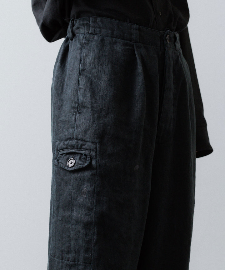 ssstein(シュタイン)のHEAVY LINEN HERRINGBONE WIDE EASY TROUSERS - BLACKの公式通販サイトsession福岡セレクトショップ