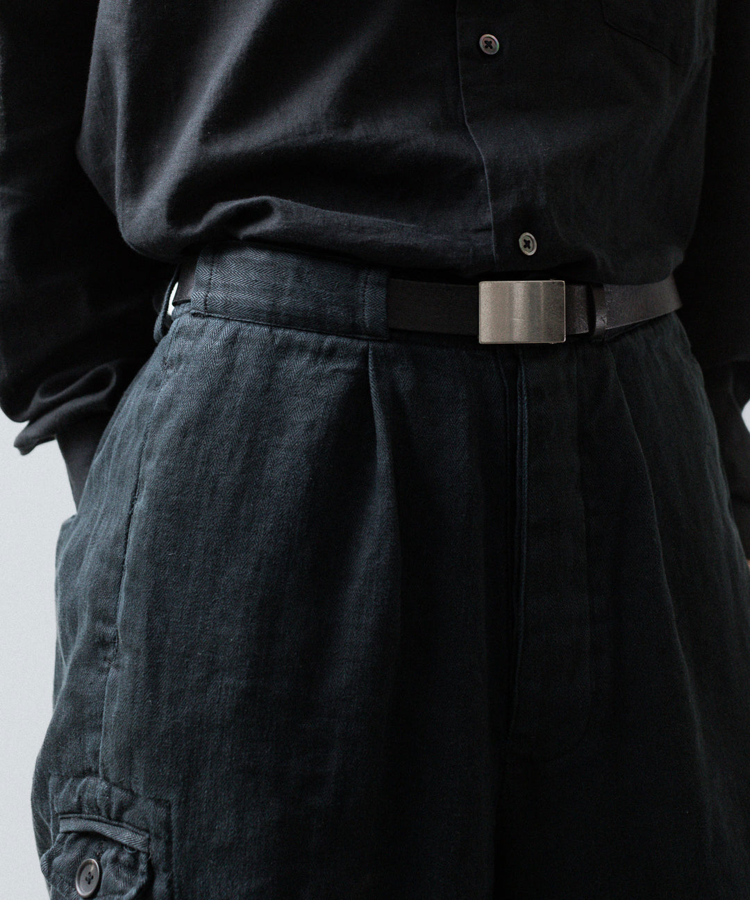 ssstein(シュタイン)のHEAVY LINEN HERRINGBONE WIDE EASY TROUSERS - BLACKの公式通販サイトsession福岡セレクトショップ