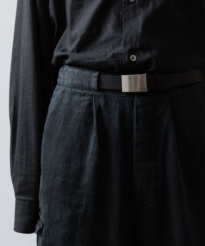 ssstein(シュタイン)のHEAVY LINEN HERRINGBONE WIDE EASY TROUSERS - BLACKの公式通販サイトsession福岡セレクトショップ