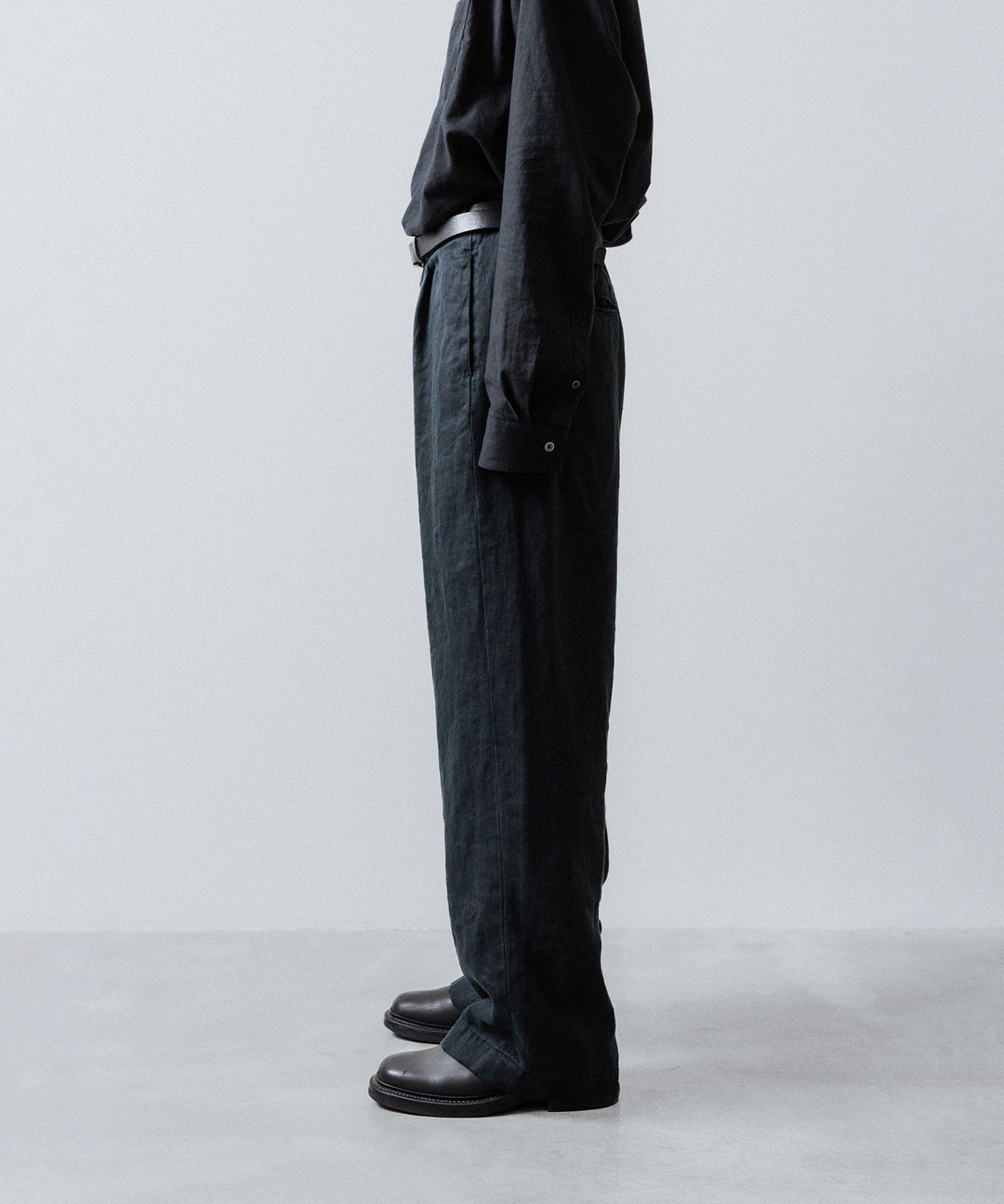 ssstein(シュタイン)のHEAVY LINEN HERRINGBONE WIDE EASY TROUSERS - BLACKの公式通販サイトsession福岡セレクトショップ
