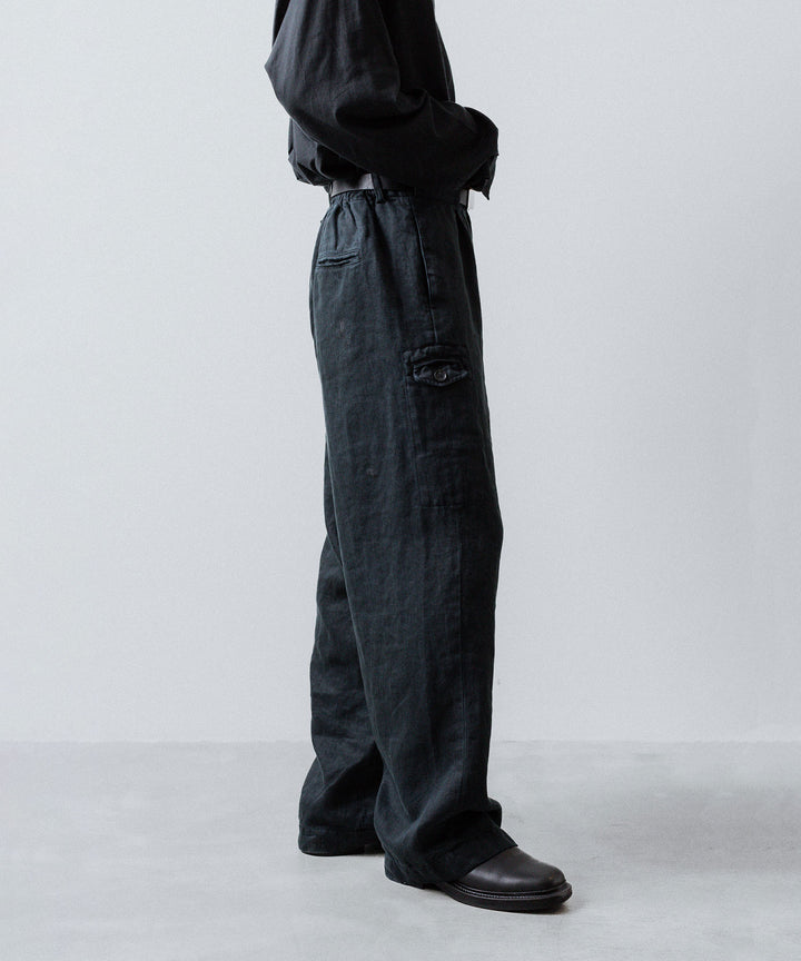 ssstein(シュタイン)のHEAVY LINEN HERRINGBONE WIDE EASY TROUSERS - BLACKの公式通販サイトsession福岡セレクトショップ