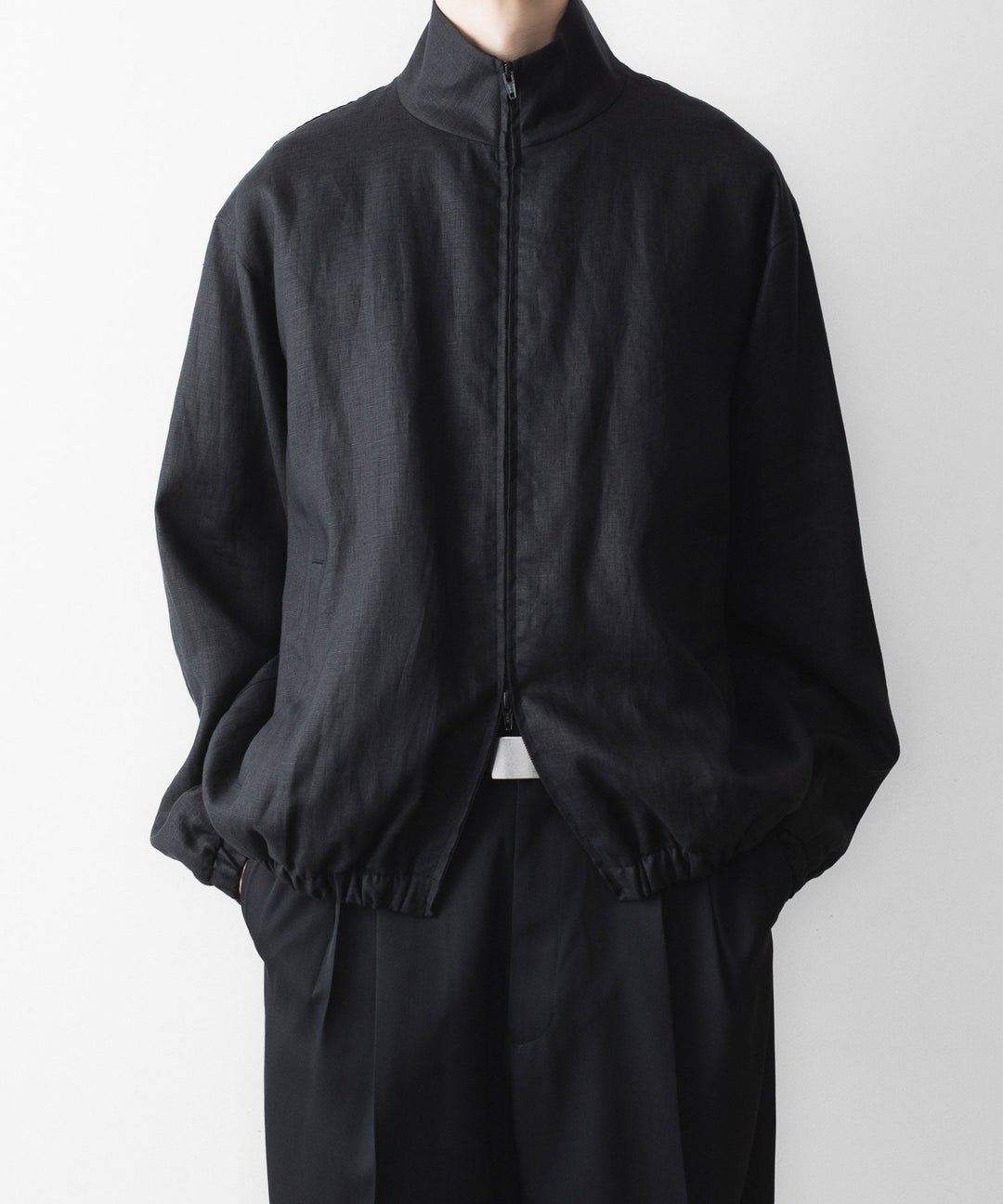 ssstein(シュタイン)の LIGHT LINEN SHIRRED LIGHT ZIP JACKET - BLACKの公式通販サイトsession福岡セレクトショップ