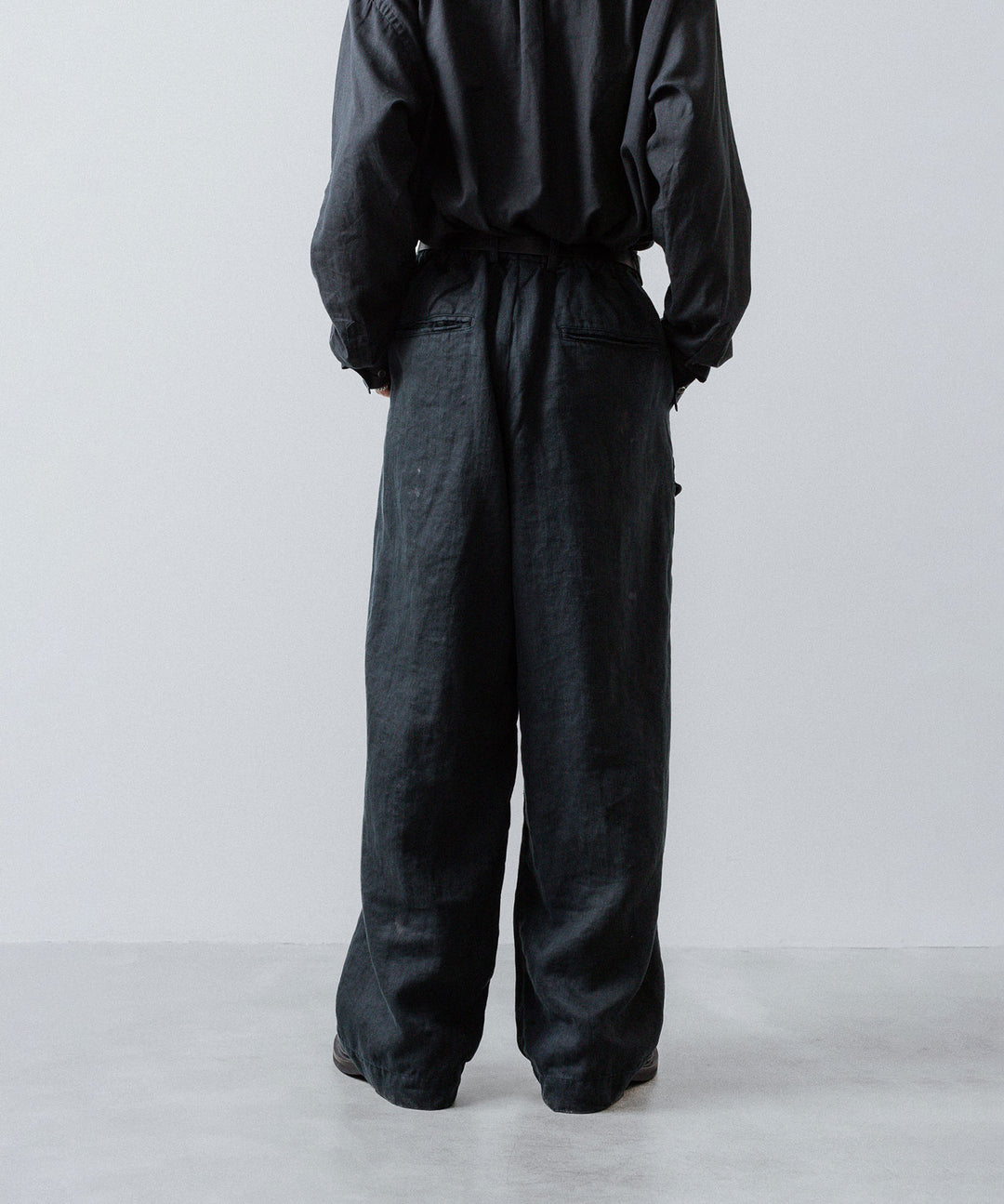 ssstein(シュタイン)のHEAVY LINEN HERRINGBONE WIDE EASY TROUSERS - BLACKの公式通販サイトsession福岡セレクトショップ