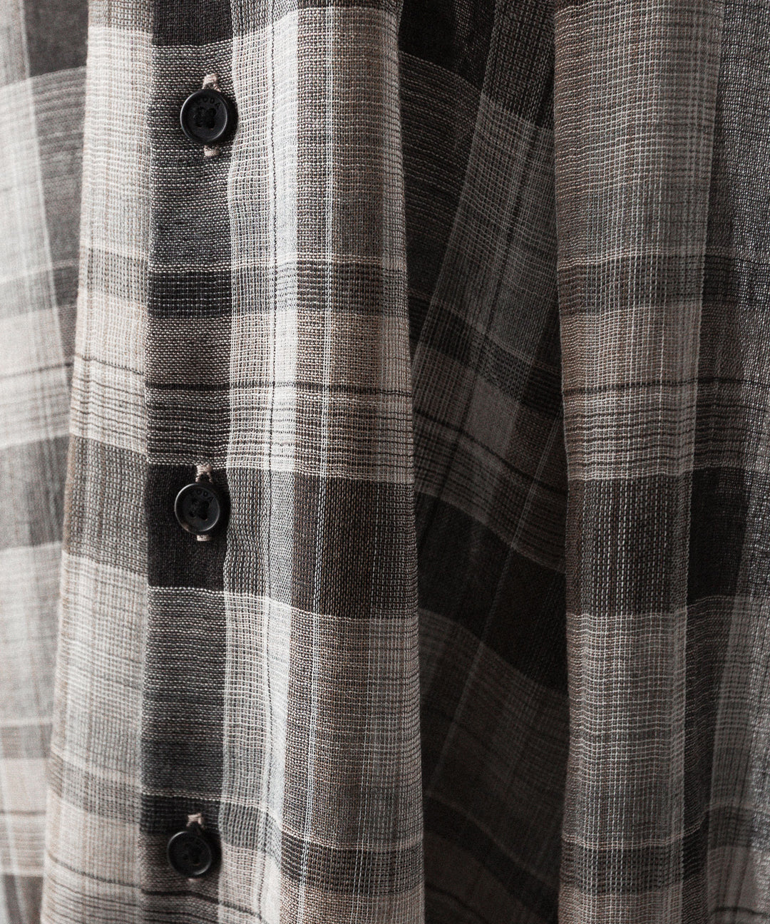 【CODA】BROWN CHECKED WOOL RAW EDGES REWIND SHIRT - BROWN CHECKED