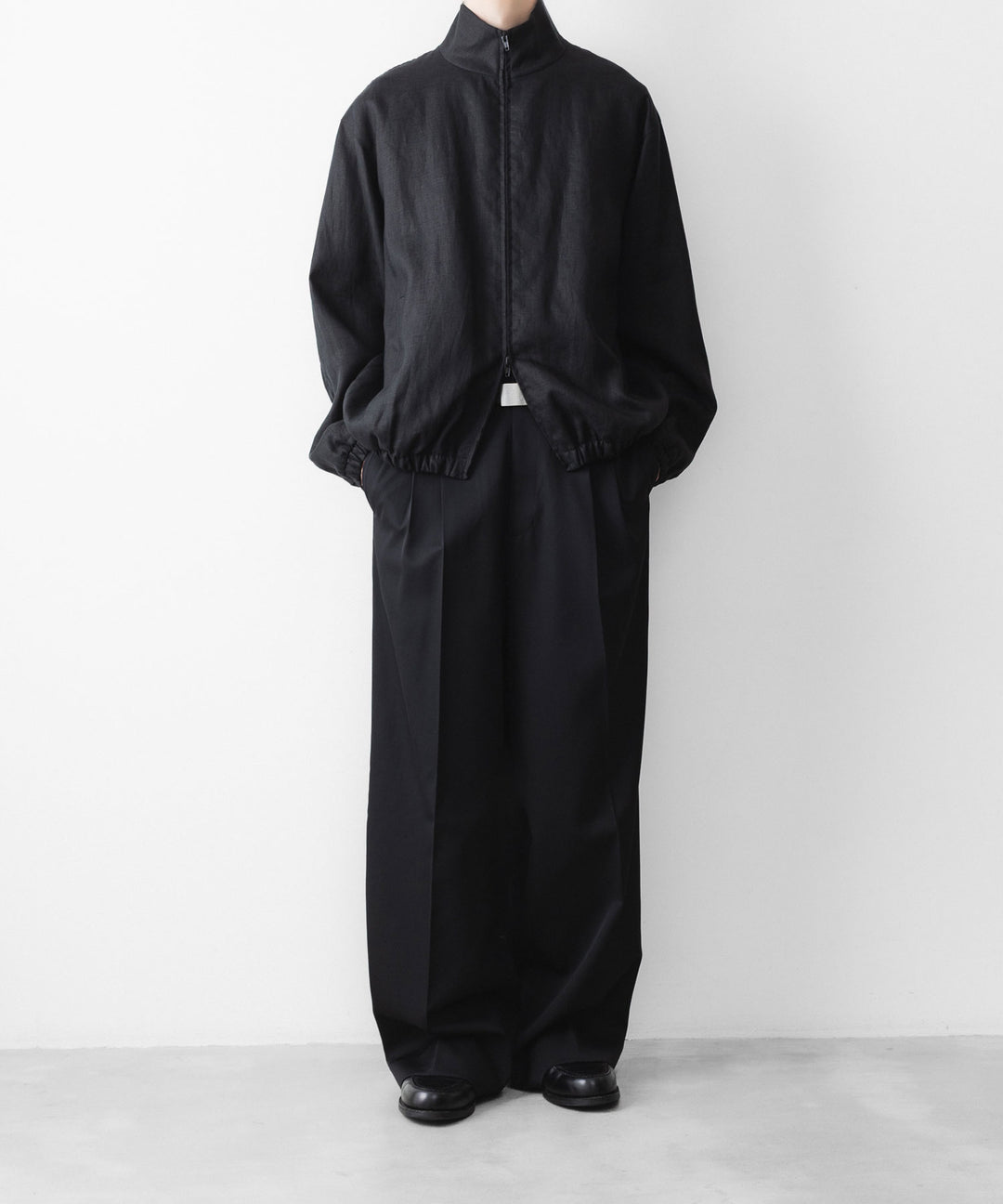 ssstein(シュタイン)の LIGHT LINEN SHIRRED LIGHT ZIP JACKET - BLACKの公式通販サイトsession福岡セレクトショップ