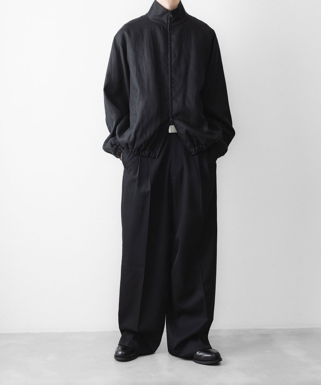 ssstein(シュタイン)の LIGHT LINEN SHIRRED LIGHT ZIP JACKET - BLACKの公式通販サイトsession福岡セレクトショップ