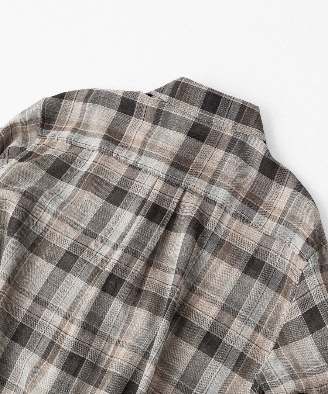 【CODA】BROWN CHECKED WOOL RAW EDGES REWIND SHIRT - BROWN CHECKED
