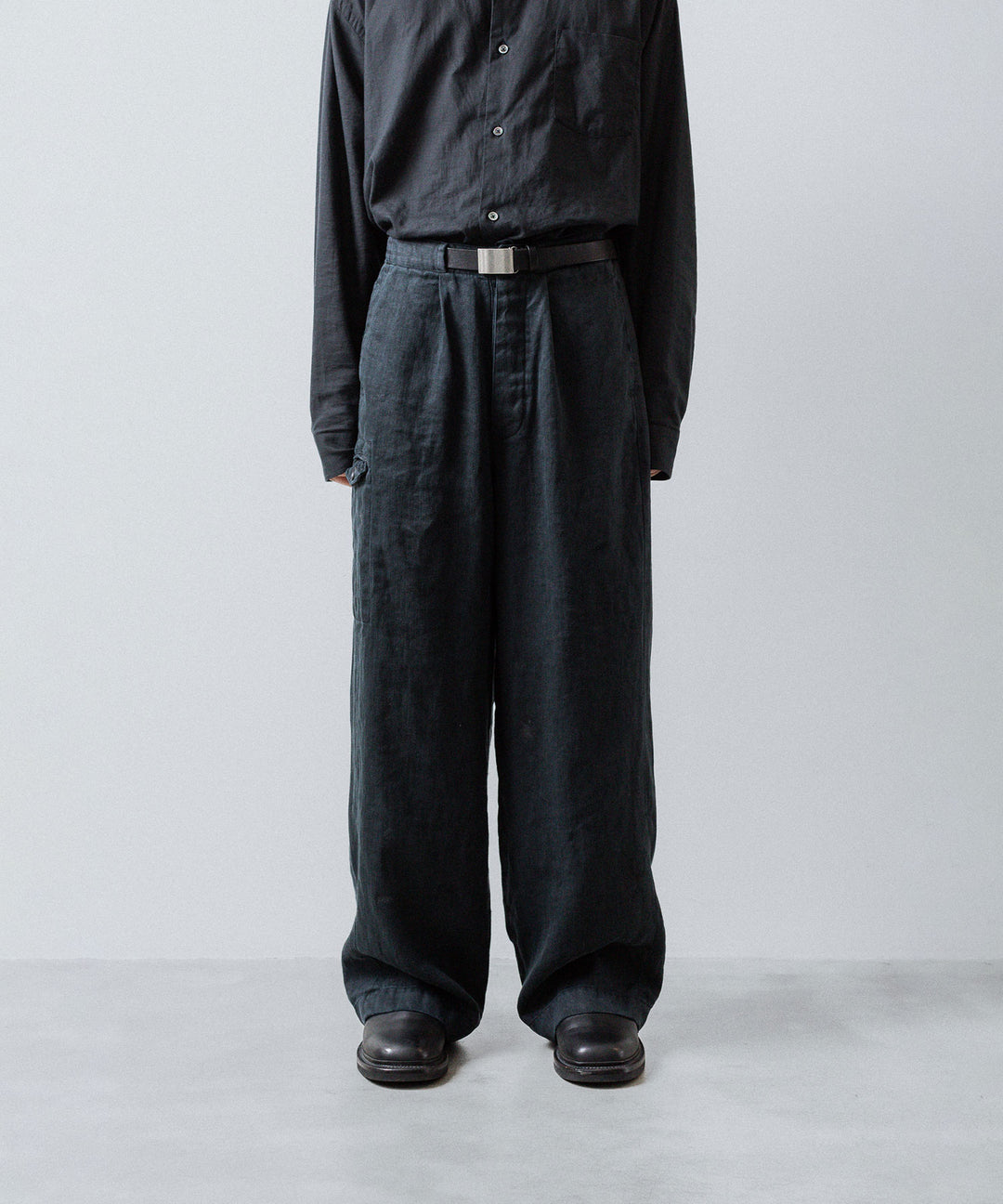 ssstein(シュタイン)のHEAVY LINEN HERRINGBONE WIDE EASY TROUSERS - BLACKの公式通販サイトsession福岡セレクトショップ