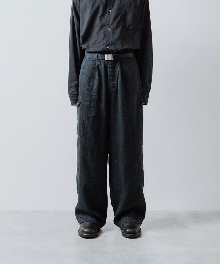 ssstein(シュタイン)のHEAVY LINEN HERRINGBONE WIDE EASY TROUSERS - BLACKの公式通販サイトsession福岡セレクトショップ