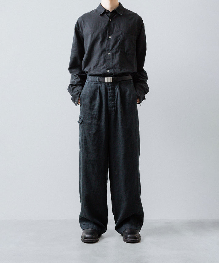 ssstein(シュタイン)のHEAVY LINEN HERRINGBONE WIDE EASY TROUSERS - BLACKの公式通販サイトsession福岡セレクトショップ