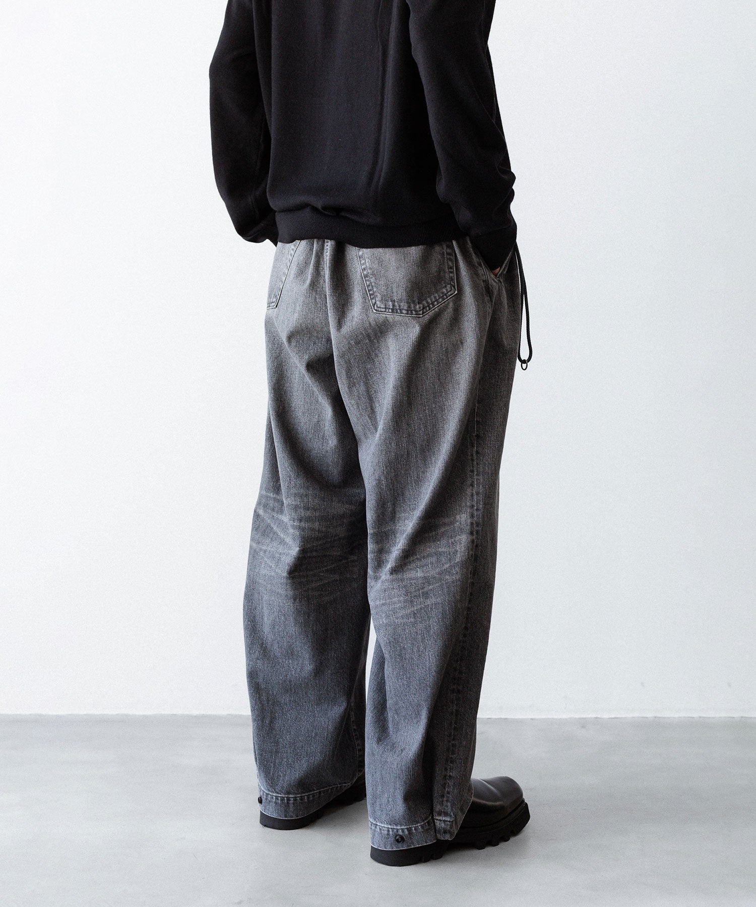 ANTHEM A アンセムエーのWASHED DENIM NO-BRAINER PANTSのBLACK 公式通販サイトsession福岡セレクトショップ