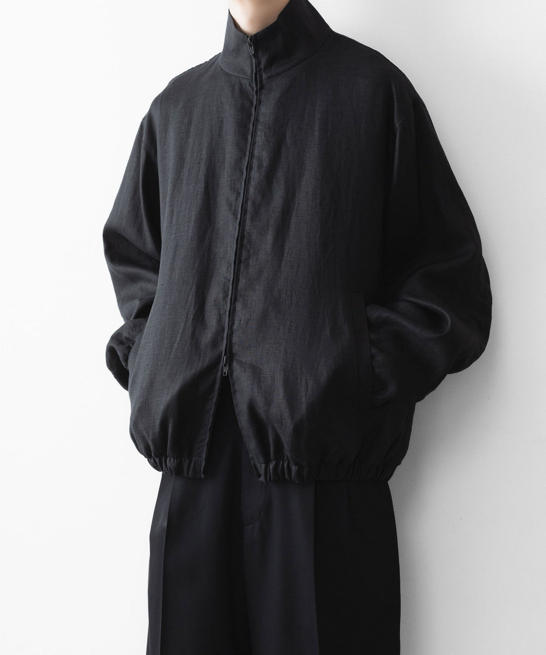 ssstein(シュタイン)の LIGHT LINEN SHIRRED LIGHT ZIP JACKET - BLACKの公式通販サイトsession福岡セレクトショップ