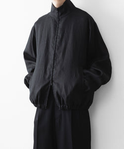 ssstein / シュタイン】LIGHT LINEN SHIRRED LIGHT ZIP JACKET - BLACK