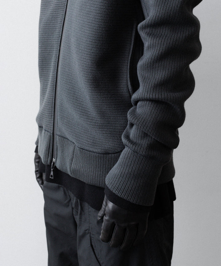 【OPPOSE DUALITY】ZIP UP RIB HOODIE - BLACK