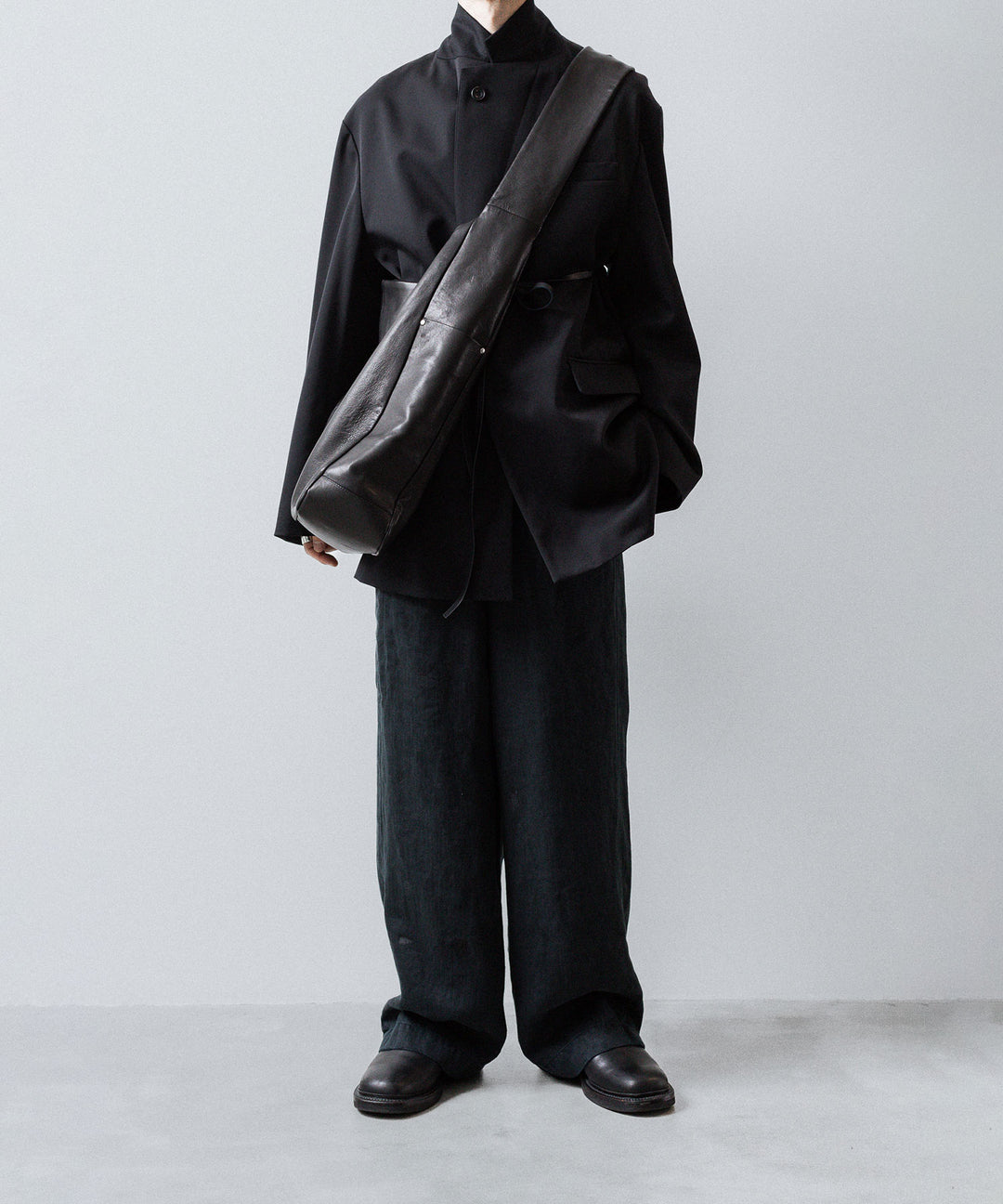 ssstein(シュタイン)のHEAVY LINEN HERRINGBONE WIDE EASY TROUSERS - BLACKの公式通販サイトsession福岡セレクトショップ