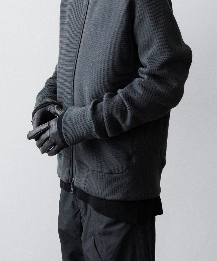 【OPPOSE DUALITY】ZIP UP RIB HOODIE - BLACK