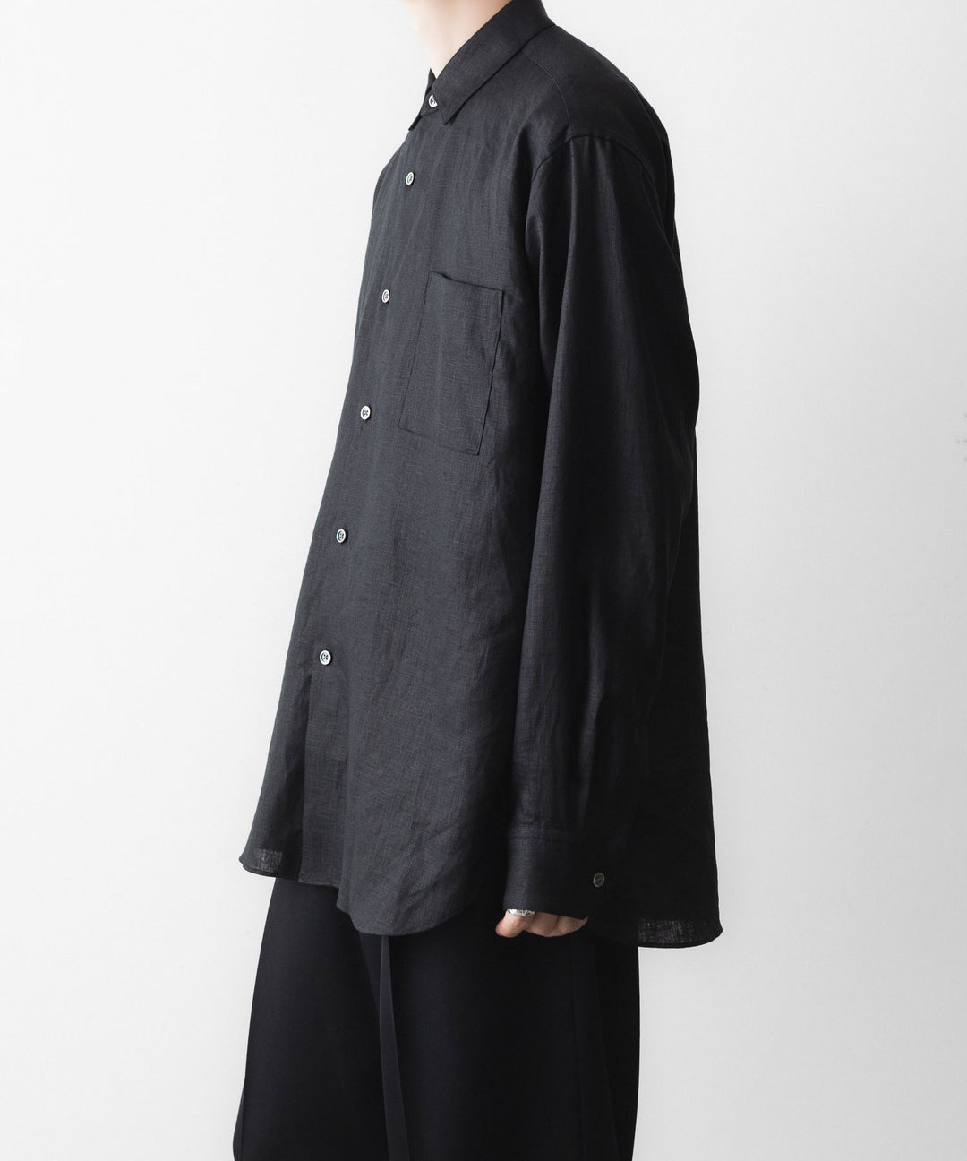 ssstein(シュタイン)の LIGHT LINEN OVERSIZED LS SHIRT - BLACKの公式通販サイトsession福岡セレクトショップ