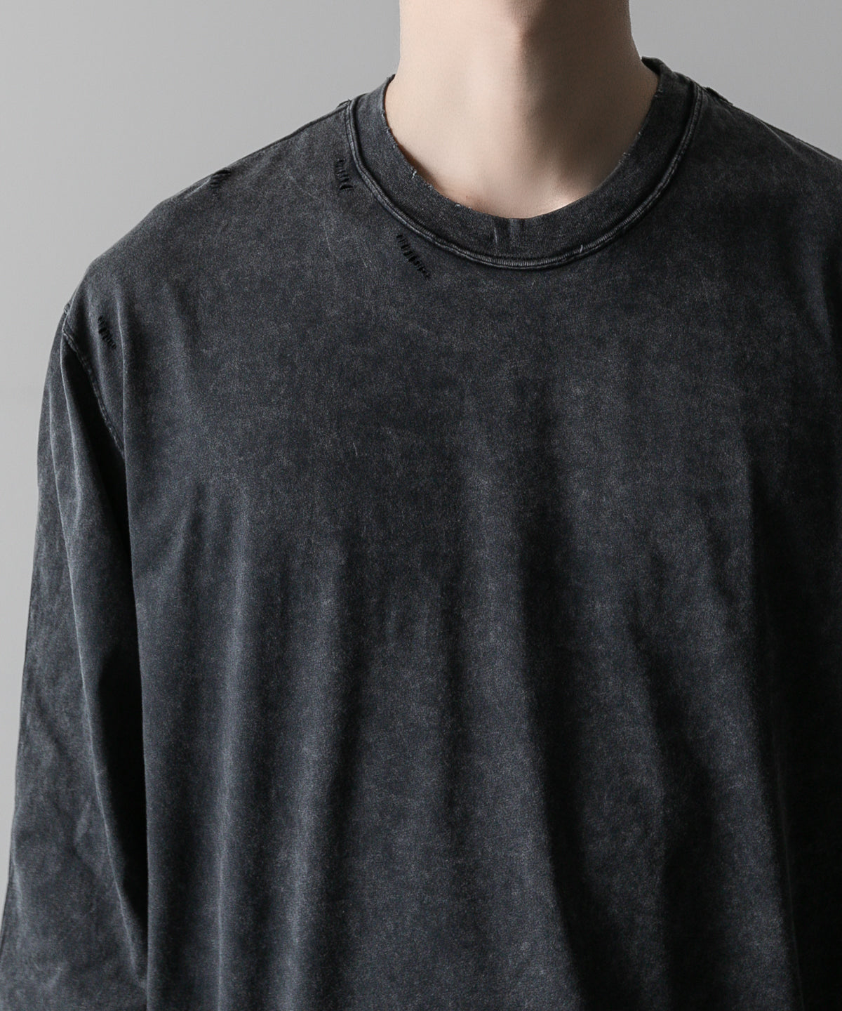 VEIN ヴェインのSUEDED CO JERSEY DISTRESSED VESSEL L/S TEE - X.BLACKの公式通販サイトsession福岡セレクトショップ