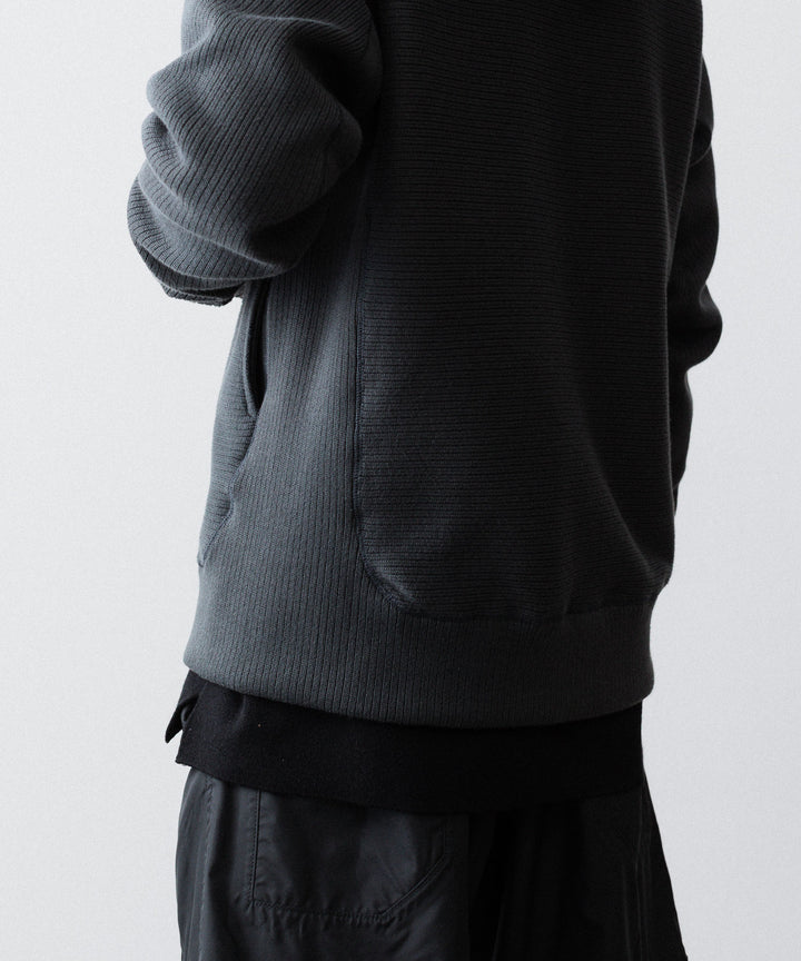 【OPPOSE DUALITY】ZIP UP RIB HOODIE - BLACK