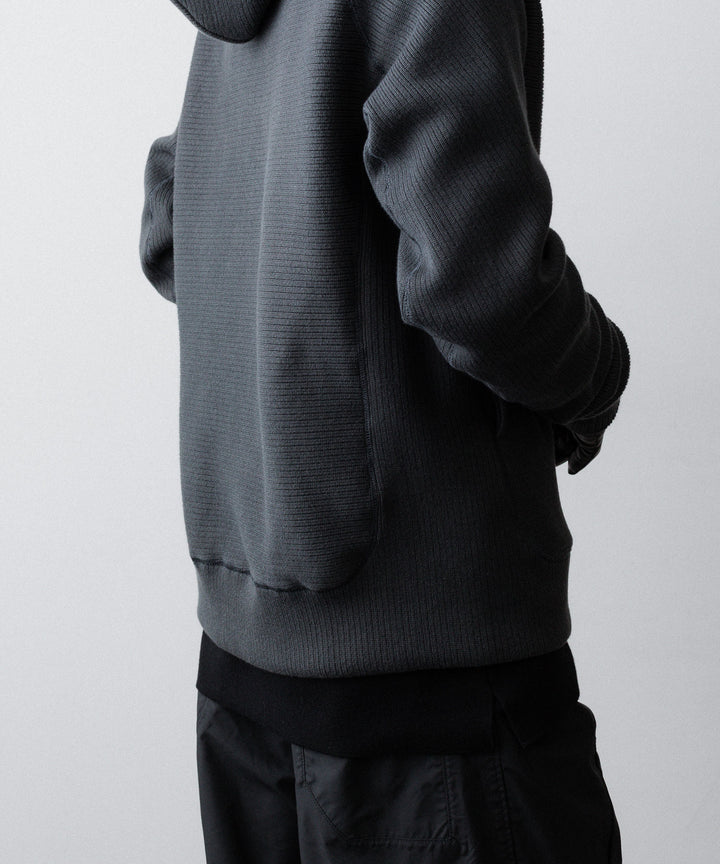 【OPPOSE DUALITY】ZIP UP RIB HOODIE - BLACK