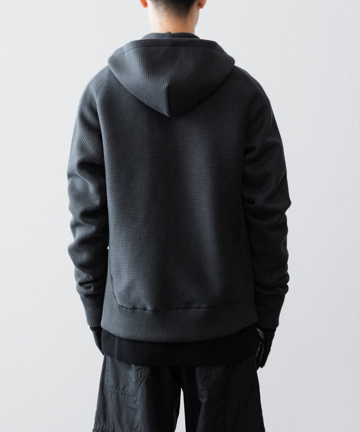 【OPPOSE DUALITY】ZIP UP RIB HOODIE - BLACK