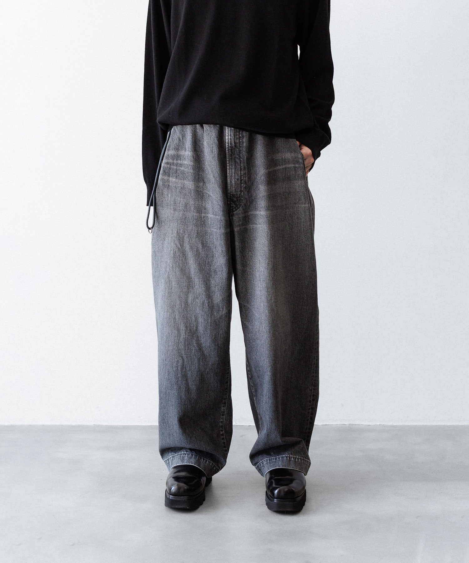 ANTHEM A アンセムエーのWASHED DENIM NO-BRAINER PANTSのBLACK 公式通販サイトsession福岡セレクトショップ