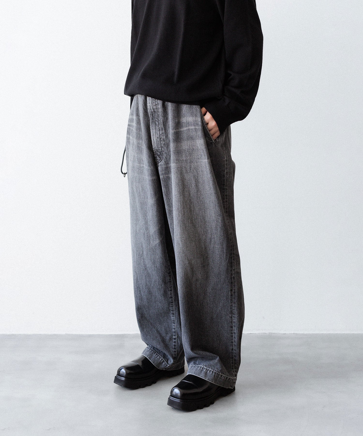 ANTHEM A アンセムエーのWASHED DENIM NO-BRAINER PANTSのBLACK 公式通販サイトsession福岡セレクトショップ