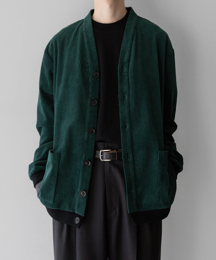 【INTÉRIM】インテリムのWIDE COTTON CORDUROY V-CARDIGAN - GREEN公式通販サイトsession福岡セレクトショップ