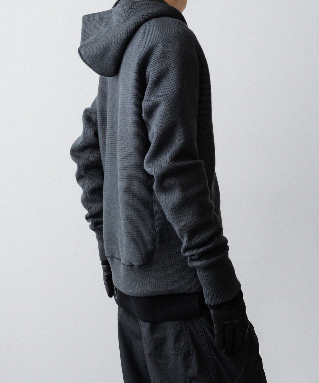 【OPPOSE DUALITY】ZIP UP RIB HOODIE - BLACK