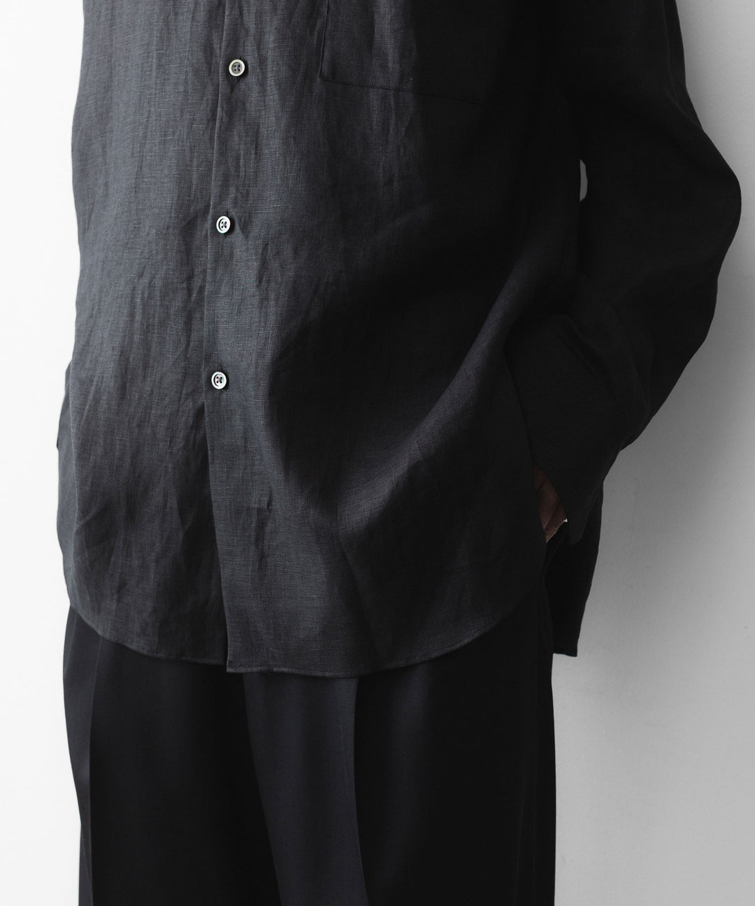 ssstein(シュタイン)の LIGHT LINEN OVERSIZED LS SHIRT - BLACKの公式通販サイトsession福岡セレクトショップ