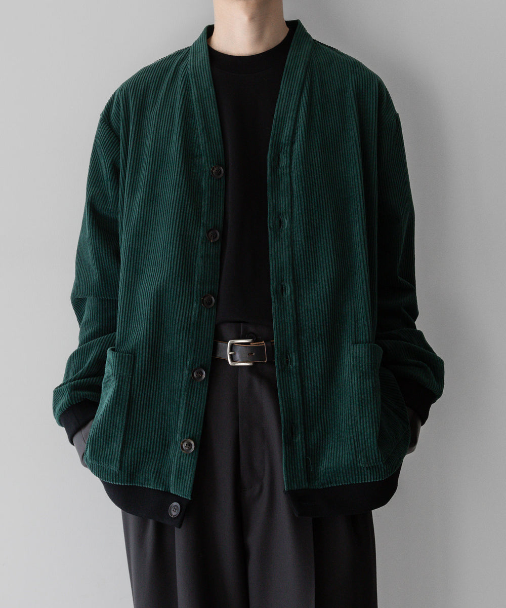 【INTÉRIM】インテリムのWIDE COTTON CORDUROY V-CARDIGAN - GREEN公式通販サイトsession福岡セレクトショップ