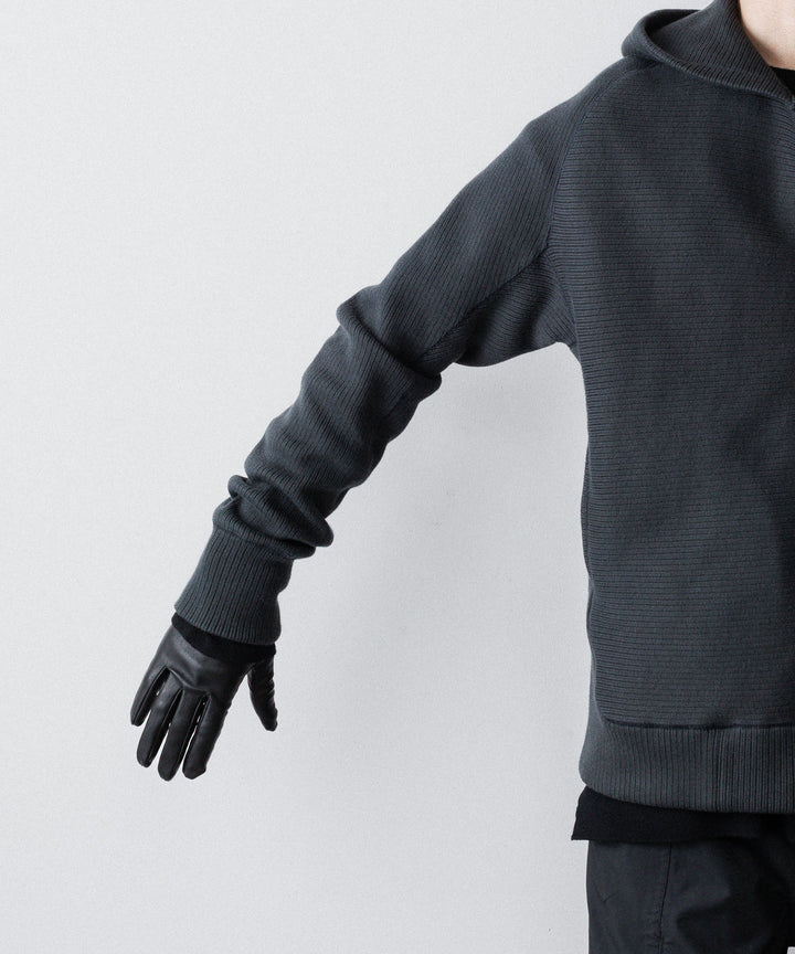 【OPPOSE DUALITY】ZIP UP RIB HOODIE - BLACK