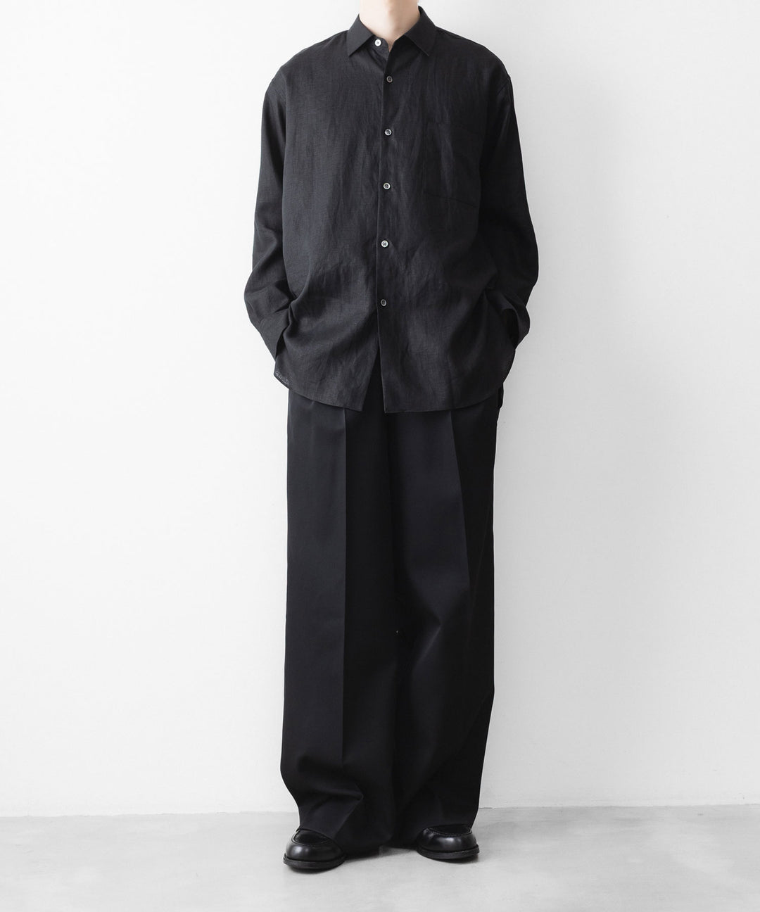ssstein(シュタイン)の LIGHT LINEN OVERSIZED LS SHIRT - BLACKの公式通販サイトsession福岡セレクトショップ
