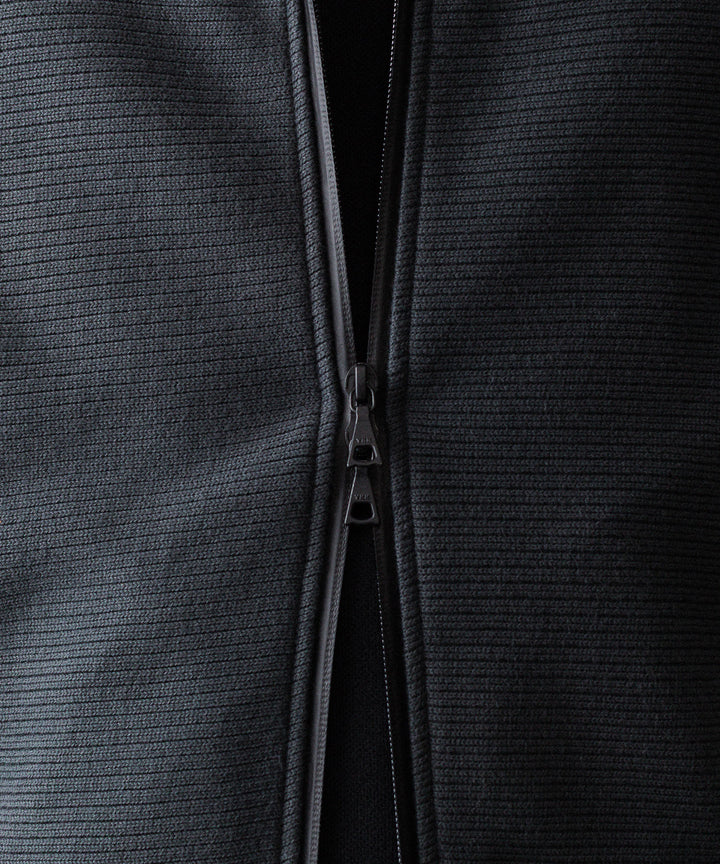 【OPPOSE DUALITY】ZIP UP RIB HOODIE - BLACK