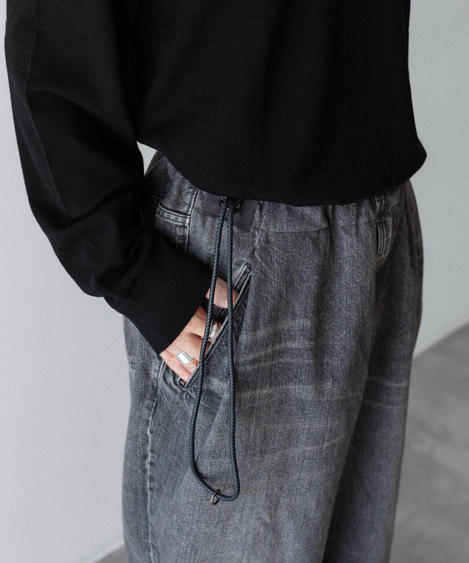 ANTHEM A アンセムエーのWASHED DENIM NO-BRAINER PANTSのBLACK 公式通販サイトsession福岡セレクトショップ