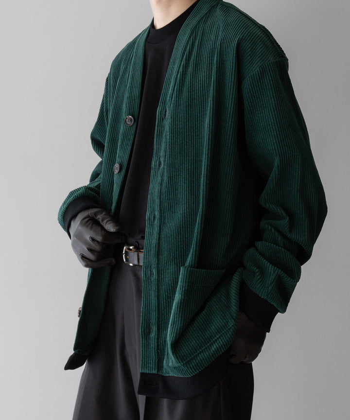 【INTÉRIM】インテリムのWIDE COTTON CORDUROY V-CARDIGAN - GREEN公式通販サイトsession福岡セレクトショップ