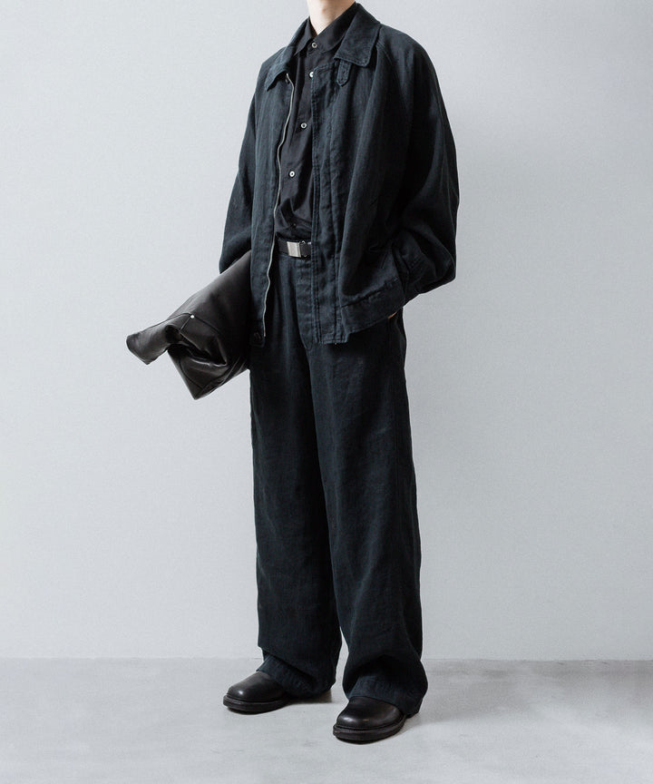ssstein(シュタイン)のHEAVY LINEN HERRINGBONE WIDE EASY TROUSERS - BLACKの公式通販サイトsession福岡セレクトショップ