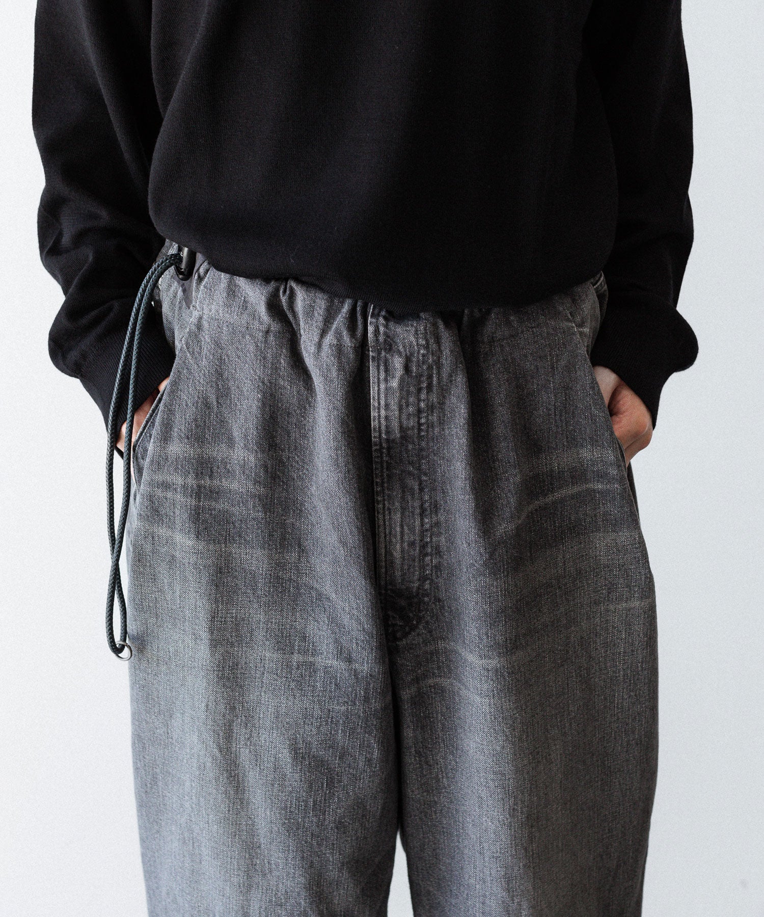 ANTHEM A アンセムエーのWASHED DENIM NO-BRAINER PANTSのBLACK 公式通販サイトsession福岡セレクトショップ