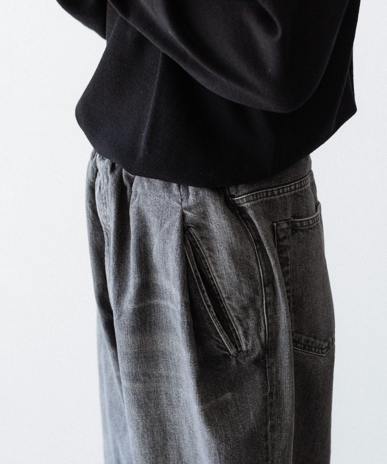 ANTHEM A アンセムエーのWASHED DENIM NO-BRAINER PANTSのBLACK 公式通販サイトsession福岡セレクトショップ