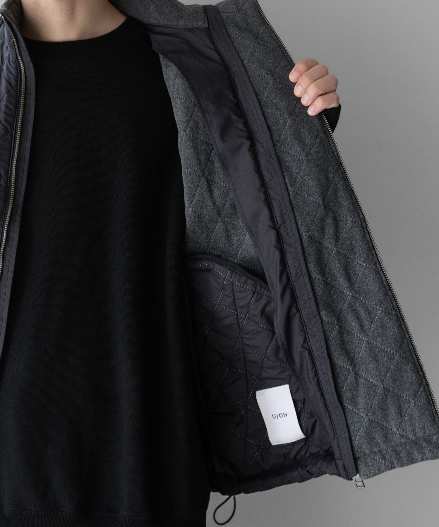 【UJOH】PINSONIC W ZIP UP VEST -  BLACK