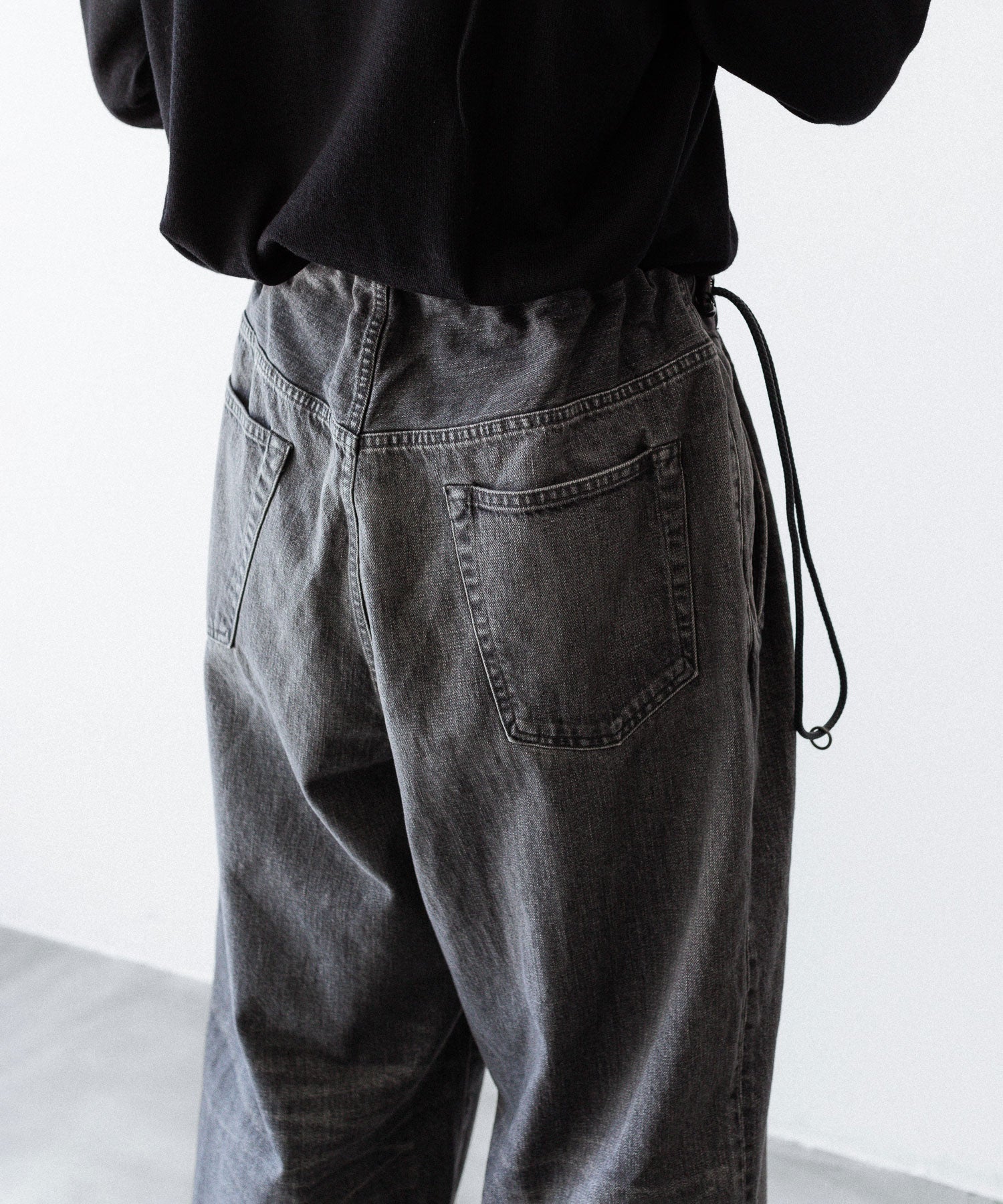 ANTHEM A アンセムエーのWASHED DENIM NO-BRAINER PANTSのBLACK 公式通販サイトsession福岡セレクトショップ