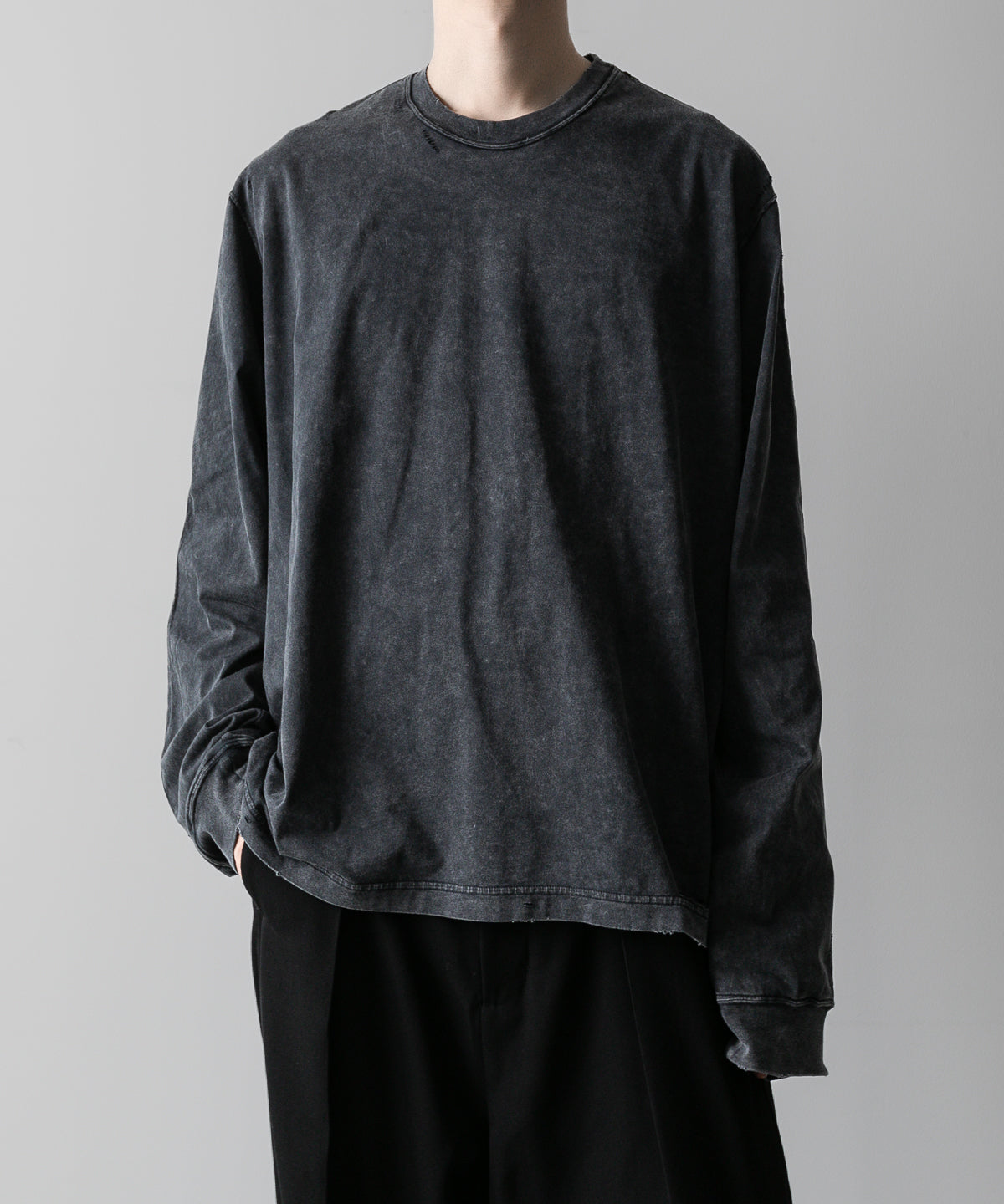 VEIN 】SUEDED CO JERSEY DISTRESSED VESSEL L/S TEE - X.BLACK | 公式通販サイト  session(セッション)