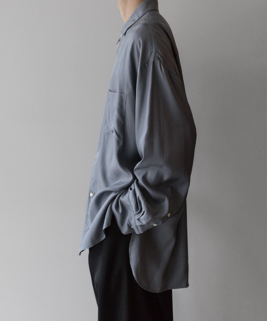 【stein】OVERSIZED CUPRO LS SHIRT - BLUE GREY シュタイン 23ss sessionセッション 福岡セレクトショップ 公式通販サイト