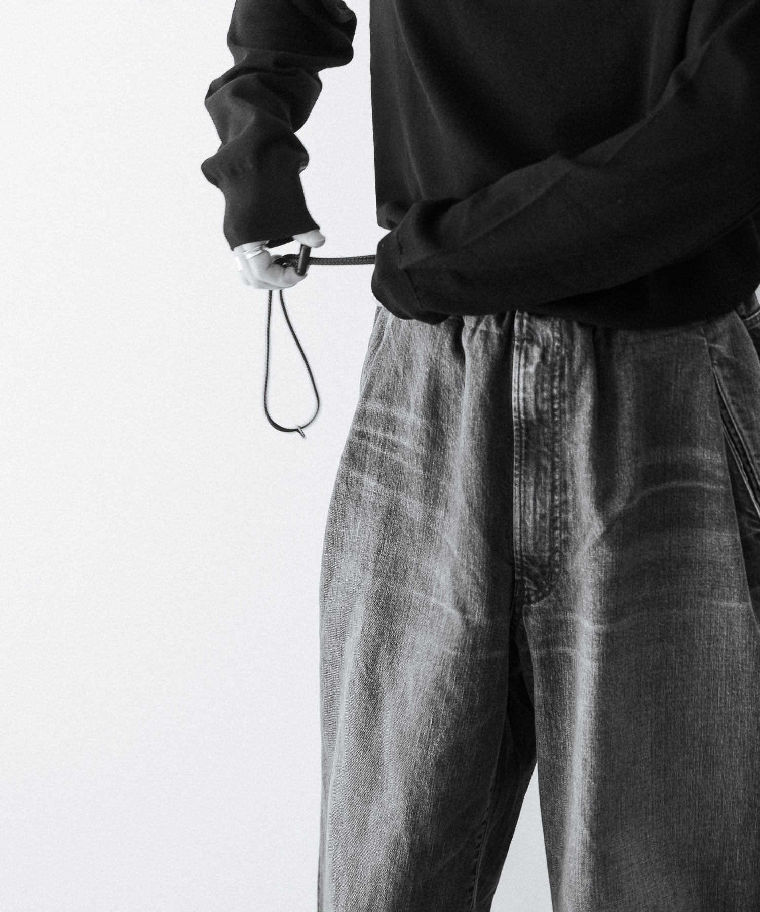 ANTHEM A アンセムエーのWASHED DENIM NO-BRAINER PANTSのBLACK 公式通販サイトsession福岡セレクトショップ