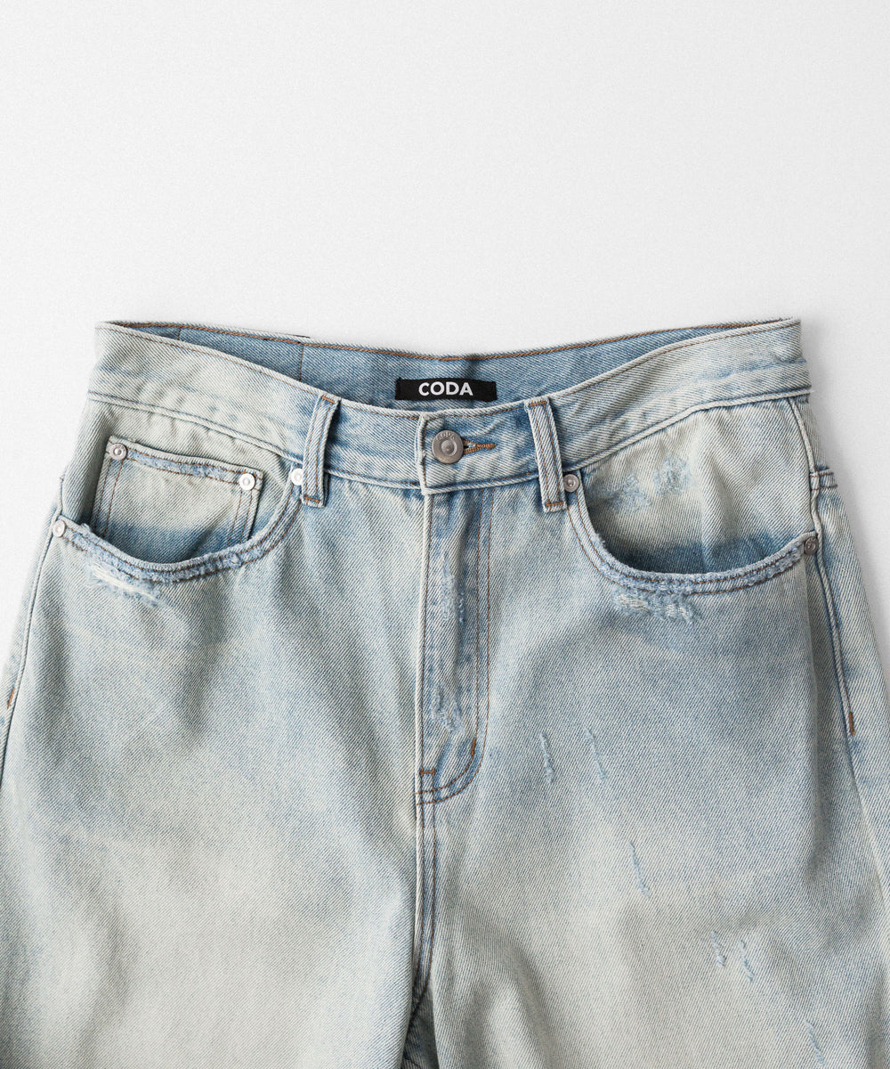 CODA -コーダのLIGHT INDIGO WASHED DISTRESSED BREAK CUT WIDE STRAIGHT JEANSのLIGHT INDIGO WASHED公式通販サイトsession福岡セレクトショップ